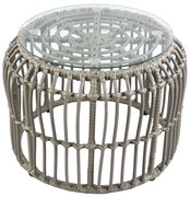 Τραπεζάκι Κήπου ArteLibre ALBIUS Γκρι Rattan/Μέταλλο/Γυαλί Φ50x35cm