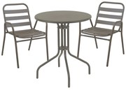 Dinning set Sussie-Vergo set of 3 champagne metal-aluminum D60x70cm 60x60x70 εκ.