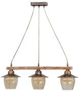 Φωτιστικό Οροφής - Ράγα R-98 Cable 30-0069 3/Ε27 Φ18,5x70x80cm Natural Wood Honey Heronia