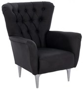 Πολυθρόνα - Μπερζέρα C9217.01 Μαύρη Τύπου Chesterfield 87x88x100 εκ. 87x88x100 εκ.