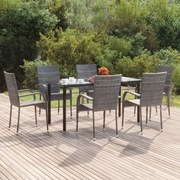 vidaXL Σετ Τραπεζαρίας Κήπου 7 Τεμαχίων Καφέ από Συνθετικό Ρατάν