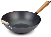 Τηγάνι Γουόκ Αντικολλητικό Cantonese 10-166-014 35cm Black-Brown Nava 35cm Steel,Wood