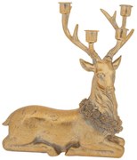 Χριστουγεννιάτικο Κηροπήγιο 4 Θέσεων Polyresin Χρυσό Ελάφι 27,5x16,5x37εκ. iliadis 90358
