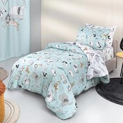 Σεντόνια Μονά (Σετ) Guy Laroche Zootopia Aqua Grey Βεραμάν ΧΩΡΙΣ ΛΑΣΤΙΧΟ 165x250