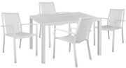 Σετ Κήπου Τραπεζαρία HM10521 5 τεμ Λευκό με Τραπέζι 120x80x75.5 εκ. & 4 Καρέκλες