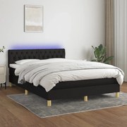 ΚΡΕΒΑΤΙ BOXSPRING ΜΕ ΣΤΡΩΜΑ &amp; LED ΜΑΥΡΟ 140X190 ΕΚ. ΥΦΑΣΜΑΤΙΝΟ 3133951