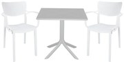 Τραπεζαρία κήπου Groovy-Fontline pakoworld σετ 3τεμ PP λευκό 80x80x74,5εκ.