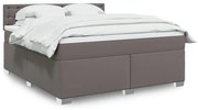 Κρεβάτι Boxspring με Στρώμα Γκρι 180x200 εκ. Συνθετικό Δέρμα