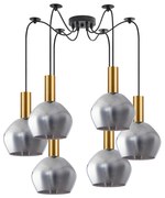 Φωτιστικό Οροφής SE21-GM-4-BL6-GL2 ADEPT TUBE Gold Matt Pendant Smoked Glass+ - 51W - 100W - 77-8582