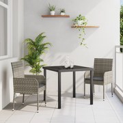 vidaXL Σετ Καθισμάτων Κήπου 3 Τεμαχίων με Μαξιλάρια Γκρι Πολυ Ρατάν