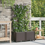 vidaXL Γλάστρες Κήπου 1 τεμ Καφασωτό Καφέ 80 x 40 x 142 cm Πλαστικό