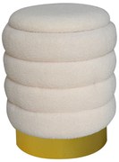 Σκαμπό-μπαούλο Dazzle pakoworld ύφασμα cream-χρυσό Φ36x44εκ
