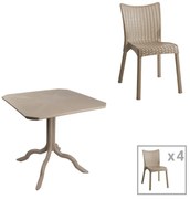 Τραπεζαρία Icon-Confident pakoworld σετ 5τεμ PP σε cappuccino απόχρωση