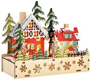 Ξύλινη Διακοσμητική Παράσταση με φωτισμό LED και διαστάσεις 17x8x20cm