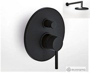 Eurorama TONDA Μίκτης εντοιχισμού 2 εξόδων με εκτροπέα &amp; Ανακλινόμενη κεφαλή Φ30εκ &amp; μπράτσο τοίχου 35εκ Black Matt