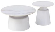 ΤΡΑΠΕΖΙΑ ΣΑΛΟΝΙΟΥ RINKON HM18263.04 ΚΕΡΑΜΙΚΑ TOP ΟΨΗ ΛΕΥΚΟΥ-ΧΡΥΣΟΥ ΜΑΡΜΑΡΟΥ Φ50εκ &amp; Φ70εκ