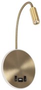 GOOSE 61697 Φωτιστικό Τοίχου-Απλίκα LED 6W 600lm 36° AC 220-240V IP20-Reading Light &amp; 360° Κρυφός Φωτισμός-Φορτιστή Globostar 61697 Χρυσό