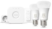 Starter Kit Έξυπνη Λάμπα 2xE27 Led 11W 1100 RGBW Hue Dimmer Έξυπνο Βύσμα 929002468807 Philips Hue 929002468807