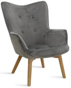 Πολυθρόνα Kido pakoworld βελούδο χρώμα ασημί-γκρι