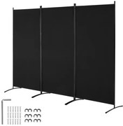 VEVOR Room Divider 3 Panels Fabric Room Privacy Screen for Office Bedroom Black