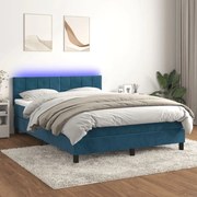 ΚΡΕΒΑΤΙ BOXSPRING ΜΕ ΣΤΡΩΜΑ &amp; LED ΣΚ. ΜΠΛΕ 140X190ΕΚ. ΒΕΛΟΥΔΙΝΟ 3134403