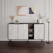 Μπουφές Clara Megapap χρώμα γκρι ρετρό - λευκό αντικέ 142x35,6x83εκ.