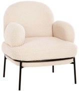 Πολυθρόνα Agnes HM9525.23 74x71x83cm Με Μεταλλικά Πόδια &amp; Ύφασμα Μπουκλέ White