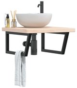 Ράφι Νιπτήρα Τοίχου από Ατσάλι / Μασίφ Ξύλο Δρυός