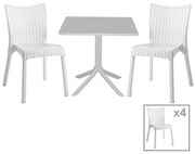 Τραπεζαρία Groovy-Confident pakoworld σετ 5τεμ PP λευκό 80x80x74,5εκ. 253-000111