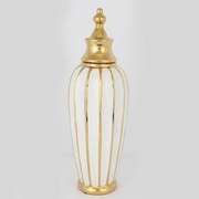 Βάζο Κεραμικό Με Καπάκι 752-20195 15x49cm White-Gold Estheti Home Ceramic