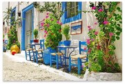 Πίνακας σε καμβά "Greek Street Tavern" Megapap ψηφιακής εκτύπωσης 60x40x3εκ.-GP033-0056