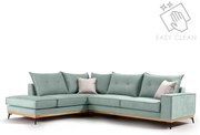 Γωνιακός καναπές δεξιά γωνία Luxury II pakoworld ύφασμα ciel-cream 290x235x95εκ
