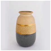 Βάζο Κεραμικό Χρυσό &amp; Γκρι 15.5x15.5x25.5cm 752-20283 Estheti-752-20283-Γκρι 752-20283