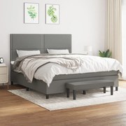 vidaXL Κρεβάτι Boxspring με Στρώμα Σκούρο Γκρι 160x200 εκ Υφασμάτινο