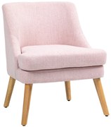 HOMCOM Πολυθρόνα Accent σε Σκανδιναβικό Στυλ, Βελούδο, Αφρός 25D, Πόδια από ξύλο Hevea, Μπεζ, 63x69x79,5 cm