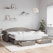 vidaXL Καναπές Κρεβάτι Συρόμενος Taupe 90x200 εκ. Ύφασμα &amp; Συρτάρια