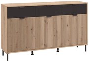 Κομότα - Μπουφές Mayenne 3K3F Artisan Oak - Μαύρο Mατ 157x40x93 εκ. 157x40x93 εκ.