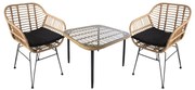 Σετ Τραπεζαρία Κήπου ArteLibre ANTIUS Φυσικό/Μαύρο Μέταλλο/Rattan/Γυαλί Με 2 Καρέκλες 14990336
