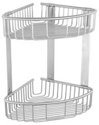 Καλάθι Γωνιακό Reti 96388899 Διπλό Σχαρωτό 21x21x33cm Satin Karag Ανοξείδωτο Ατσάλι