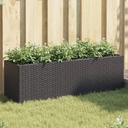 Ζαρντινιέρα Κήπου Μαύρη 105x30x32 εκ. Συνθ. Ρατάν με 3 Γλάστρες 366416