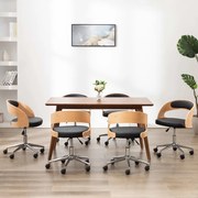 vidaXL Καρέκλες Τραπεζαρίας Περιστρ. 6 τεμ Μαύρο Λυγ. Ξύλο/Συνθ. Δέρμα