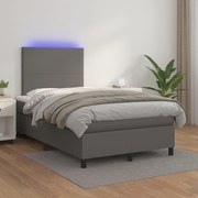 ΚΡΕΒΑΤΙ BOXSPRING ΜΕ ΣΤΡΩΜΑ &amp; LED ΓΚΡΙ 120X200 ΕΚ. ΣΥΝΘ. ΔΕΡΜΑ 3135817