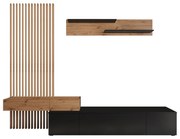 Σύνθετο σαλονιού Litende pakoworld μαύρο-sonoma μελαμίνης 249.5x42x199.5εκ