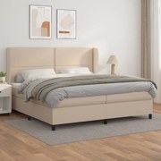 Κρεβάτι Boxspring με Στρώμα Καπουτσίνο 200x200εκ.από Συνθ.Δέρμα - Καφέ