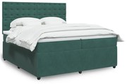 vidaXL Κρεβάτι Boxspring με Στρώμα Σκούρο Πράσινο 200x200εκ. Βελούδινο