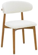 Καρέκλα Τραπεζαρίας Ubene Rubberwood Kαρυδί - Mπουκλέ Ύφασμα Λευκό 51x56x79εκ. 2αδα 51x56x79 εκ.