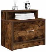 vidaXL Κομοδίνα με συρτάρι 2 τεμ. Καπνιστή Δρυς 51x31x47 εκ.