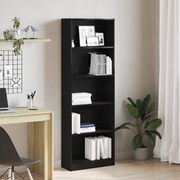 vidaXL Μαύρη Βιβλιοθήκη Οξιά - 60 x 24 x 176 εκ, Φτιαγμένη από Μηχανικά Ξύλα