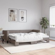 vidaXL Καναπές Κρεβάτι Συρόμενος Taupe 80x200 εκ. Υφασμάτινος Στρώματα