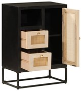 vidaXL Ντουλάπι Μαύρο 55x30x76 εκ. από Μασίφ Ξύλο Μάνγκο και Σίδηρο